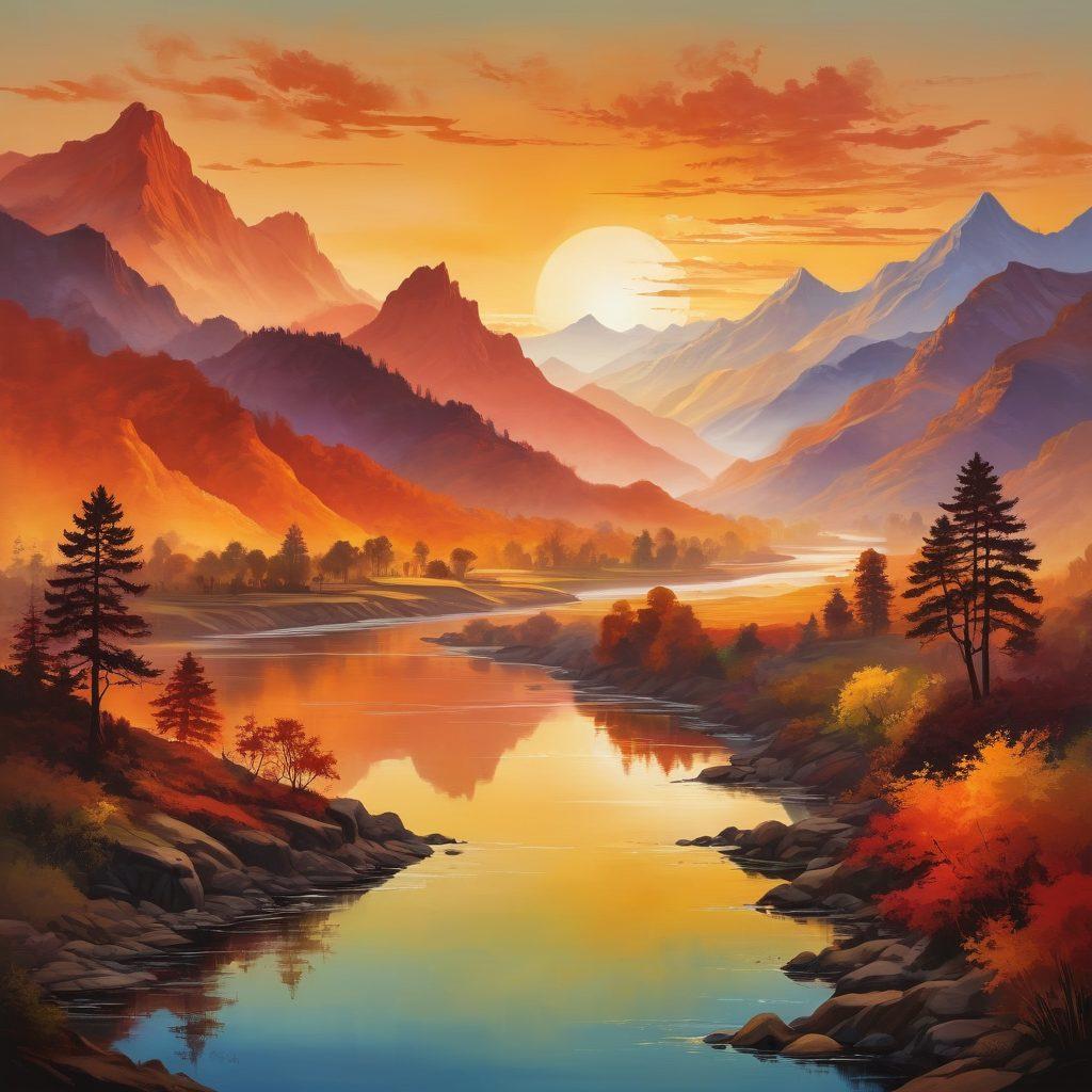 An artistic representation of diverse landscapes symbolizing different geographic heritages, such as mountains, rivers, and cultural landmarks. Integrate silhouettes of people from various cultures engaging with nature, reflecting a sense of belonging. Use warm colors to evoke feelings of connection and identity. blend historical elements like ancient maps in the background to emphasize heritage. vibrant colors. painting.